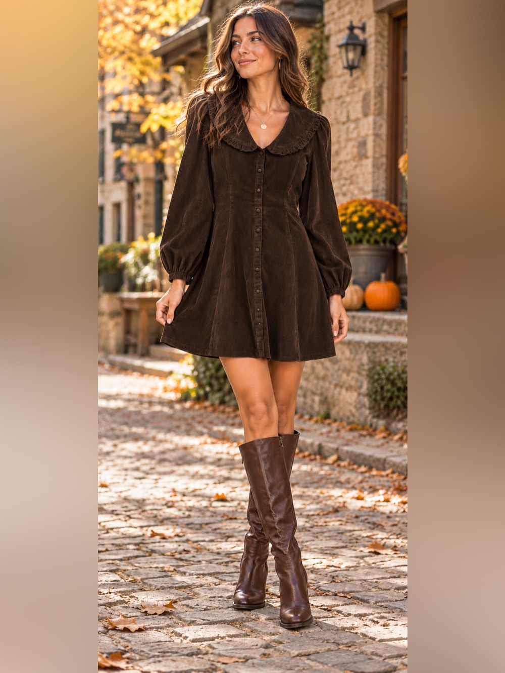 Camila Coelho Collared Micro Cord Mini Dress, NWT, Size 8